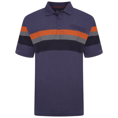 KAM Pique Gestreiftes Poloshirt Königsblau